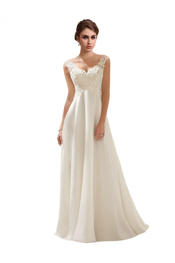 V-Neck Lace Wedding Dress On Chiffon Geelong