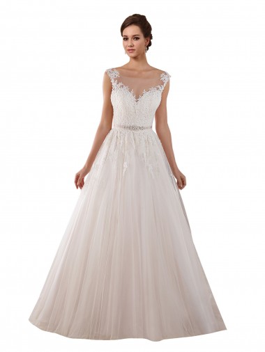 Shop Illusion Sweetheart Neck Ball Gown Tulle Wedding Dress with Lace Bodice Geelong