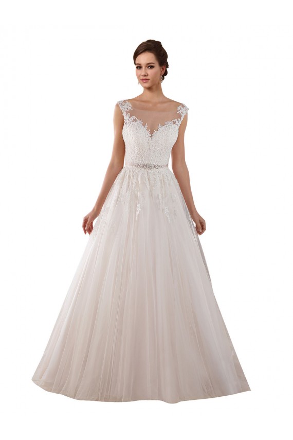 Illusion Sweetheart Neck Ball Gown Tulle Wedding Dress with Lace Bodice Geelong