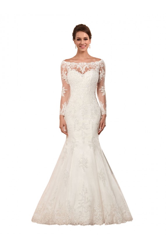 Long Sleeves Mermaid Lace Wedding Dress with Illusion Back Geelong
