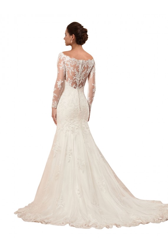 Long Sleeves Mermaid Lace Wedding Dress with Illusion Back Geelong