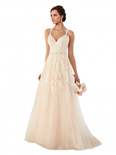 Sweetheart A-Line Tulle Wedding Dress with Lace Illusion Back Geelong