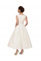 V-Neck A-Line Short Ankle Length Satin Wedding Dress Geelong