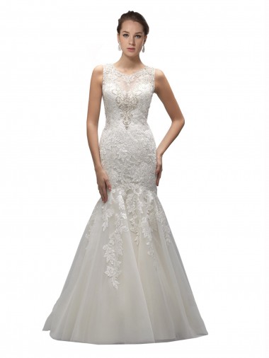 Shop Illusion High Neck Mermaid Lace Wedding Dress Geelong