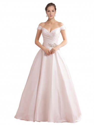 Off the Shoulder Sweetheart Ball Gown Satin Wedding Dress Geelong