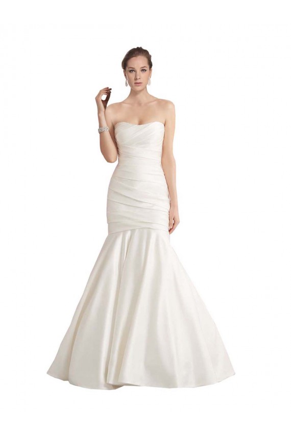 Strapless Mermaid Ruched Satin Beach Wedding Dress with Low Back Geelong