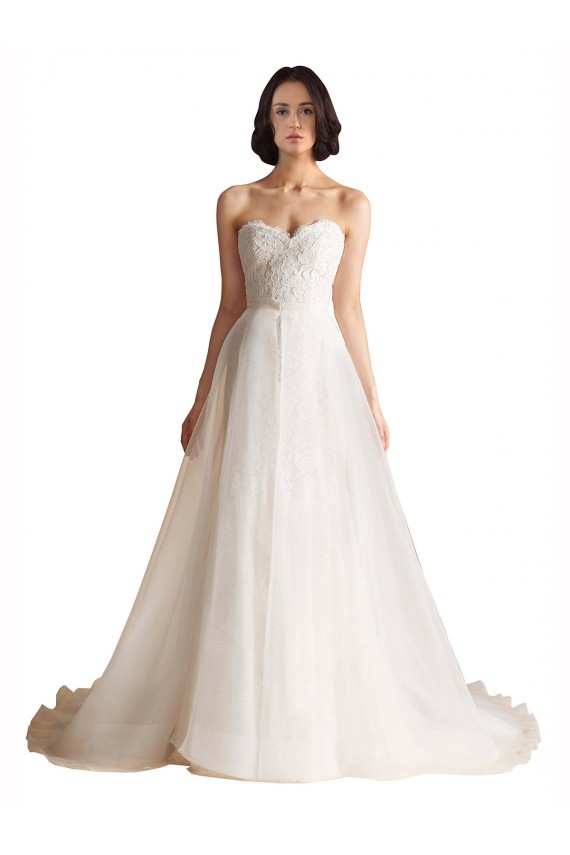 Strapless Sweetheart Lace Bodice A-Line Organza Wedding Dress Geelong