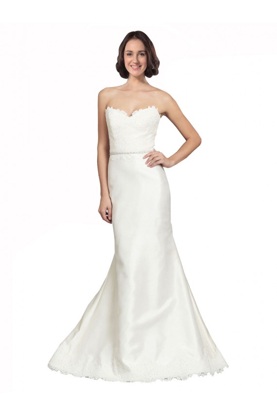 Trumpet Satin Wedding Dress with Sweetheart Lace Bodice Geelong