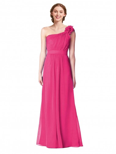 Shop Full Length One Shoulder Chiffon Bridesmaid Dress Geelong