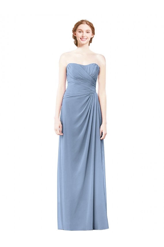 Strapless Long Chiffon Bridesmaid Dress with Sweetheart Neckline Geelong
