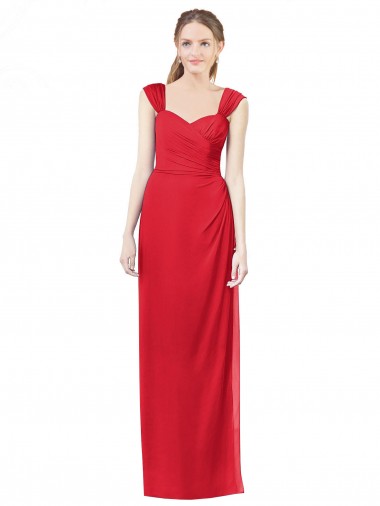 Long Chiffon Bridesmaid Gown with Neckline Straps Geelong