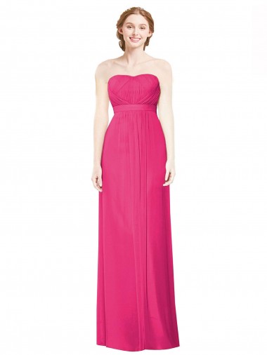 Full Length Strapless Long Chiffon Dress with Waistband Geelong