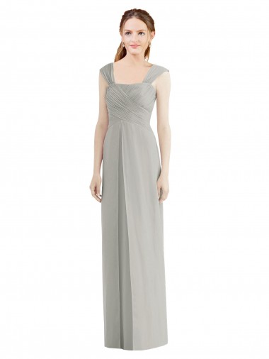 Shop Full Length Lux Chiffon Dress with Draped Bodice And Shirred Straps Geelong