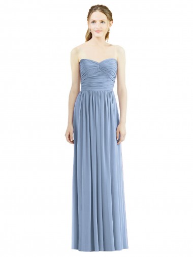 Shop Strapless Long Chiffon Dress with Sweetheart Neckline And Draped Bodice Geelong