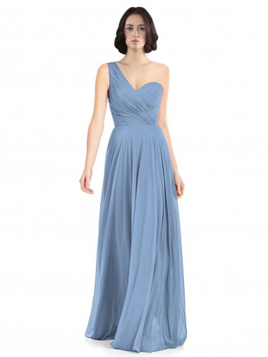 Shop One Shoulder Long Chiffon Bridesmaid Dress with Sweetheart Bodice Geelong