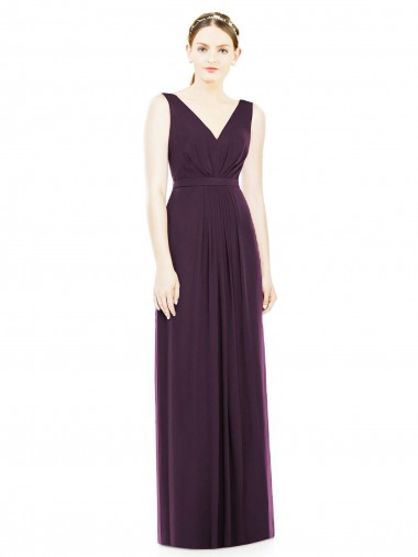 Shop V-Neckline Sleevelss Full Length Chiffon Bridesmaid Dress Geelong