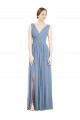 Sleeveless Draped Chiffon Maxi Bridesmaid Dress with Front Slit Geelong