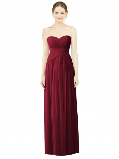 Draped Full Length Strapless Chiffon Bridesmaid Dress Geelong