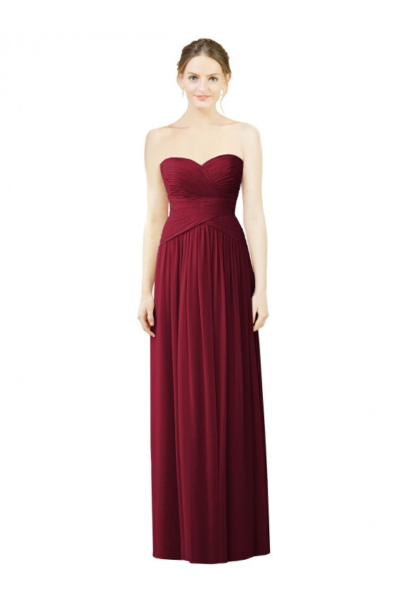 Draped Full Length Strapless Chiffon Bridesmaid Dress Geelong