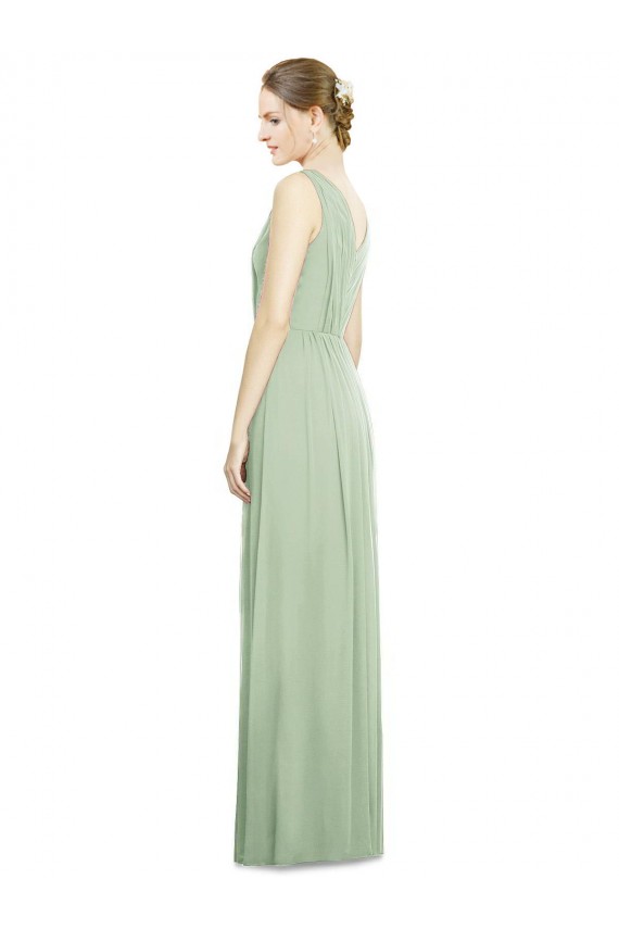 Natural Waist V-Neck Draped Chiffon Bridesmaid Dress Geelong
