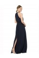 High Halter Neckline Chiffon Bridesmaid Dress with Slim Keyhole Back Geelong