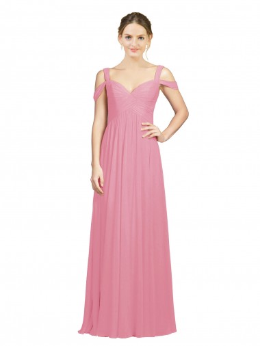 Sweetheart Long Chiffon Bridesmaid Dress with Off the Shoulder Straps Geelong