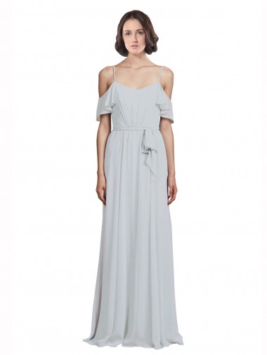 Shop Off the Shoulder Spaghetti Strap Long Chiffon Bridesmaids Dress Geelong