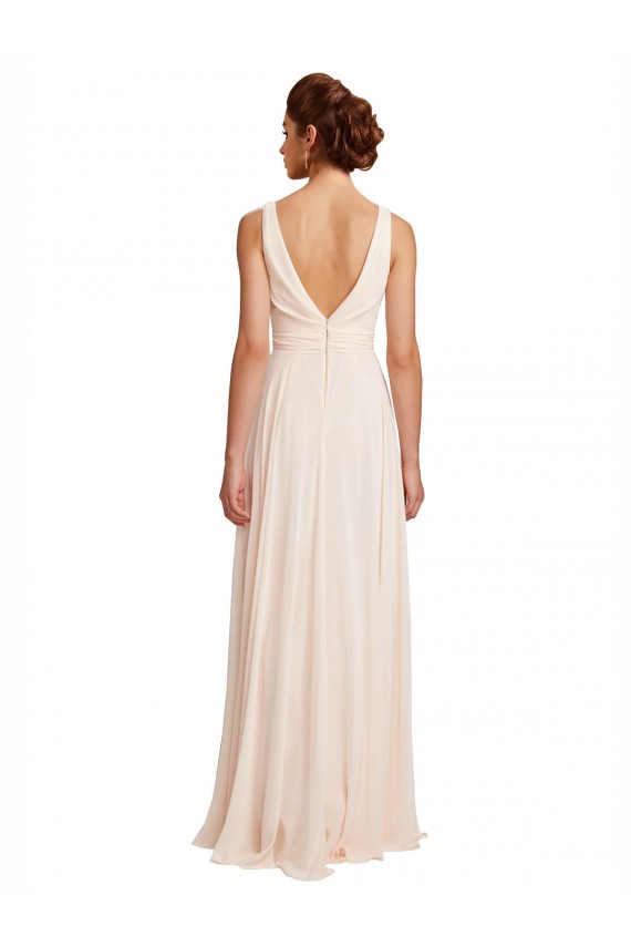 High Neck Chiffon Bridesmaid Dress with Deep V-Back and Cascading Skirt Geelong