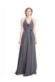 Shop Spaghetti Strap Long Chiffon Bridesmaids Dress with Halter Cowl Neck Geelong