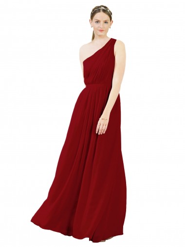 Shop Draped One Shoulder Long Floor Length Chiffon Bridesmaid Dress Geelong