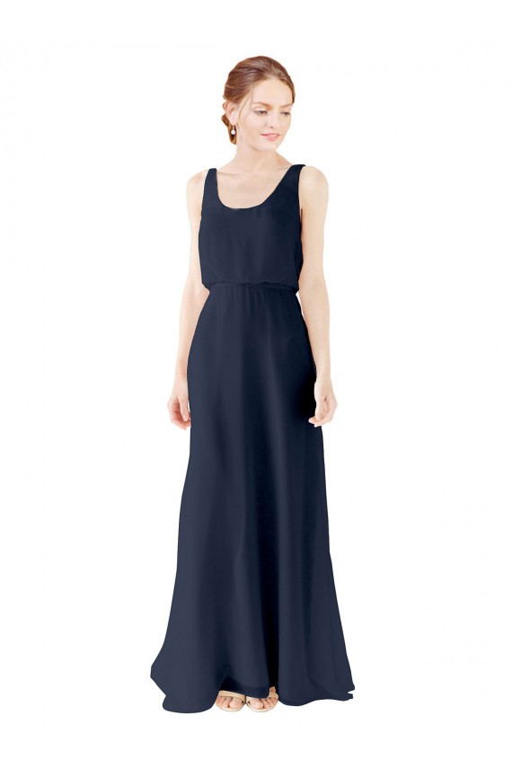 Scoop Neckline Fitted Long Chiffon Bridesmaid Dress Open Back Geelong