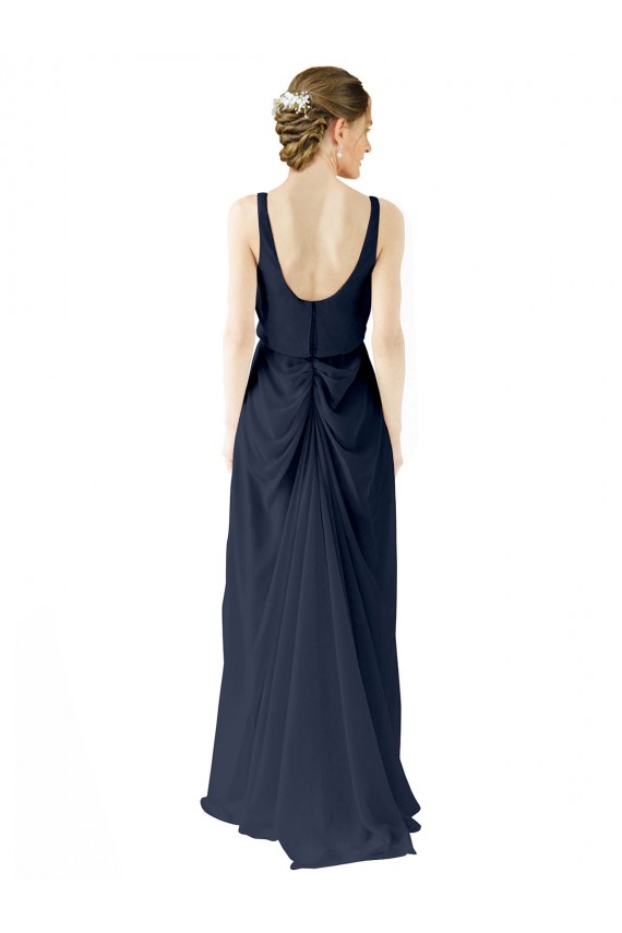 Scoop Neckline Fitted Long Chiffon Bridesmaid Dress Open Back Geelong