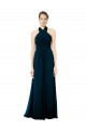 Shop Keyhole Back Long Chiffon Halter Dress with Halter Straps Cross Neck Geelong