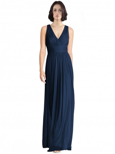 Shop Cut Out Back Long Chiffon V-Neck Bridesmaid Dress Geelong
