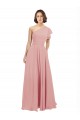 Shop Chiffon Bridesmaids Dress with One Shoulder Flounced Sleeve Geelong