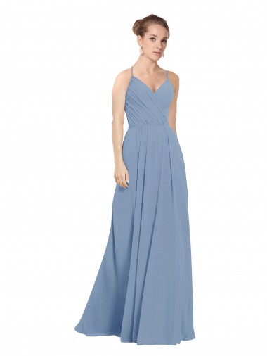 Shop Chiffon Bridesmaids Dress with Draped V-Neck Bodice and Keyhole Back Geelong