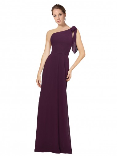 Shop One Shoulder Chiffon Bridesmaids Dress with Shoulder Bow Geelong