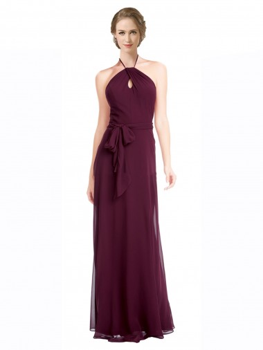Shop Full Length Chiffon Bridesmaid Dress with Halter Top Geelong