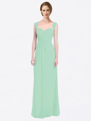 Shop Long Chiffon Bridesmaid Dress with a Sweetheart Neckline and Pleated Shoulder Straps Geelong