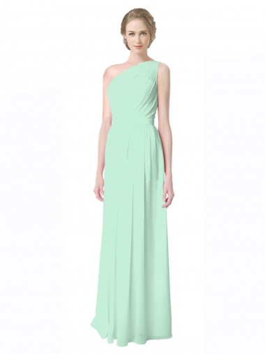 One Shoulder Chiffon Bridesmaid Dress with Asymmetrical Ruched Bodice Geelong