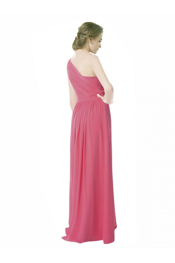 One Shoulder Chiffon Bridesmaid Dress with Asymmetrical Ruched Bodice Geelong