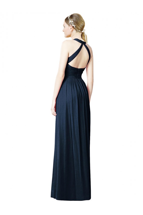 V-Neck Halter Long Open Back Chiffon Bridesmaid Dress Geelong