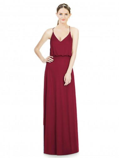 Shop Full Length V-Neck A-Line Chiffon Boho Bridesmaid Dress Geelong