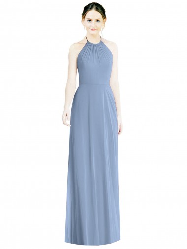 Shop Halter Neck Tie Back Long Chiffon Bridesmaid Dress Geelong