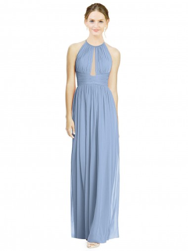 Shop Open Back Long Chiffon Halter Bridesmaid Dress Geelong