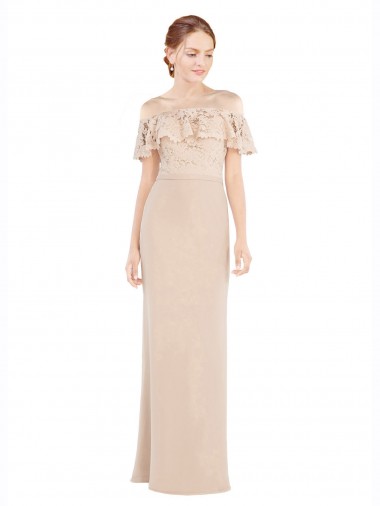 Shop Off the Shoulder Sleeves Sheath Chiffon Bridesmaid Dress / Prom Dress Geelong