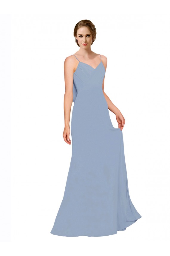 Shop Cowl Back Long Chiffon Slip Bridesmaid Dress with Straps Geelong