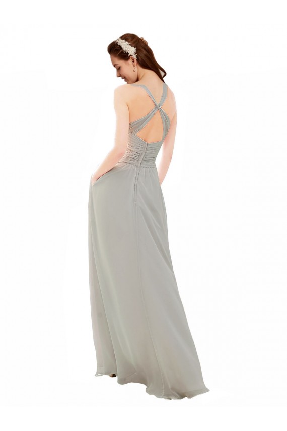 Chiffon Bridesmaid Dress with Ruched Draped Bodice Geelong