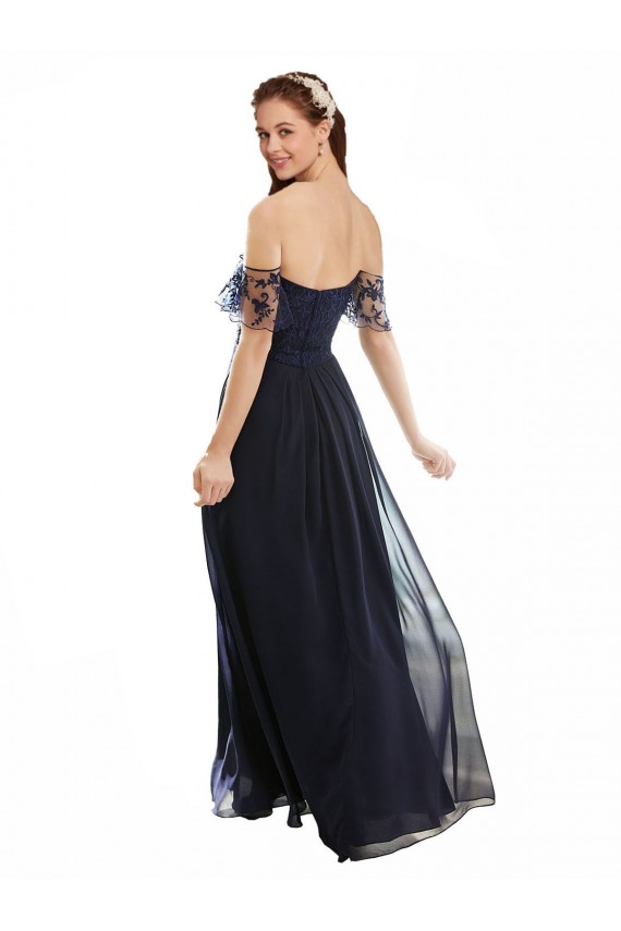 Shop Boho Bridesmaid Dress with Beaded Embroidered Bodice and Flutter Cap Sleeves Geelong