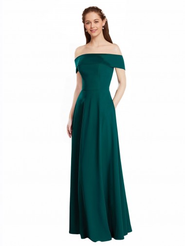 Shop Classic Off the Shoulder Chiffon Bridesmaid Dress with Cap Sleeves Geelong